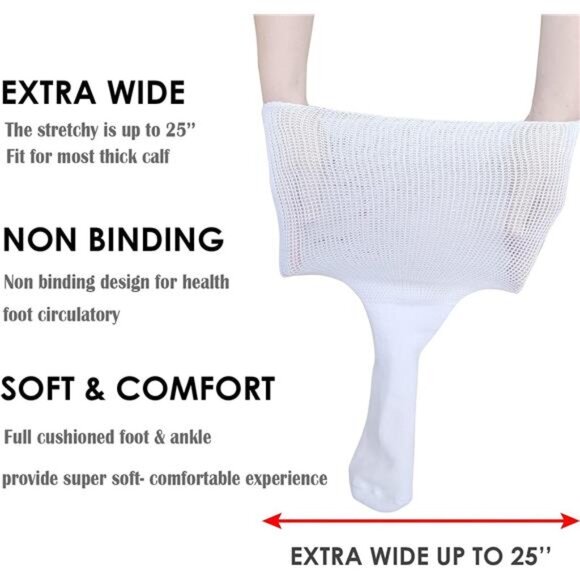 Extra Wide Socks for Lymphedema Swollen Feet Leg, Bariatric Socks, Cast Boot - Picture 2 of 8